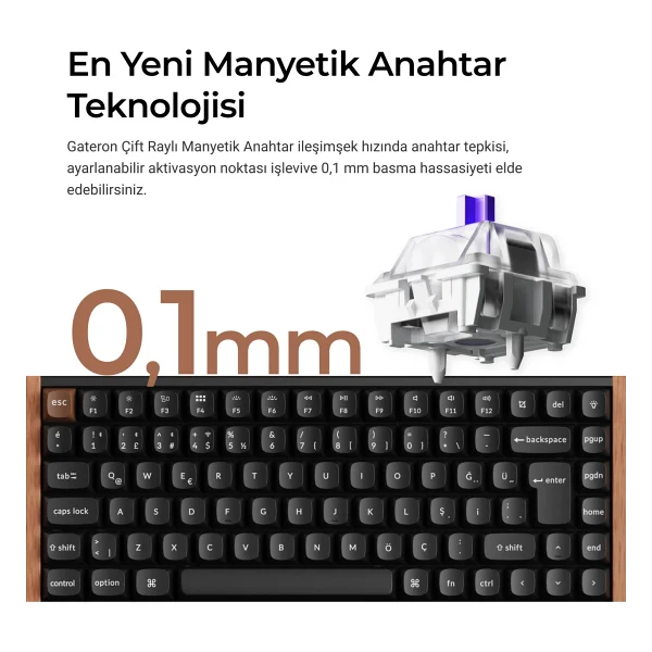 Keychron K2 HE Special Edition Siyah RGB %75 TKL Magnetic Nebula Switch Kablolu/Kablosuz Mekanik Oyuncu Klavyesi - Görsel 8