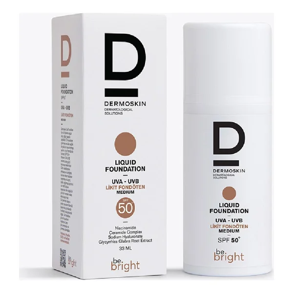Dermoskin Be Bright Likit Fondöten Medium 33 ml SPF50+ Yoğun Kapatıcı ve Pürüzsüz Bitiriş - Görsel 2