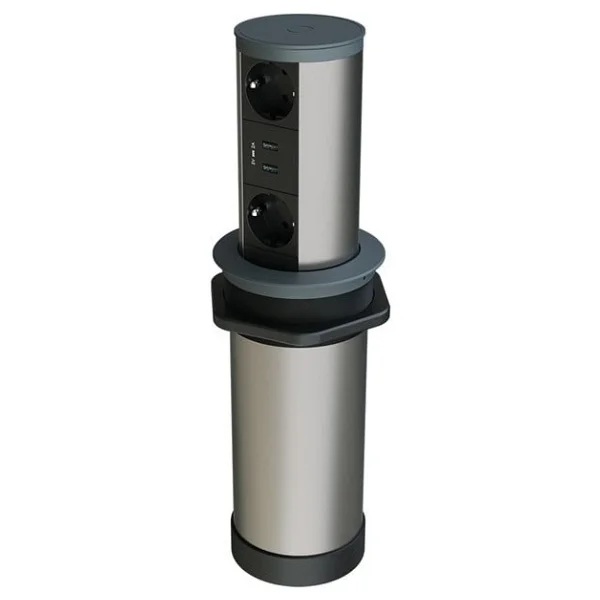 Metalline Tower-line Bas-Aç Masaüstü Priz Kutusu Usb - Antrasit - Görsel 4