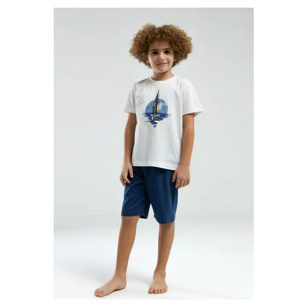 Arnetta 3314C Baba/oğul Ikili Yazlık Pijama Takım - Beyaz - 2 - 3 Yaş - Görsel 2