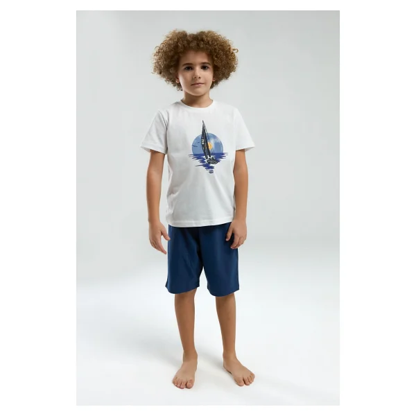 Arnetta 3314C Baba/oğul Ikili Yazlık Pijama Takım - Beyaz - 2 - 3 Yaş - Görsel 3