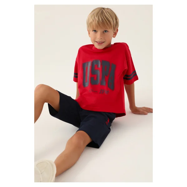 U.s. Polo Assn 1709 Erkek Çocuk Bermuda Pijama Takım Turuncu V1 Turuncu - Görsel 2