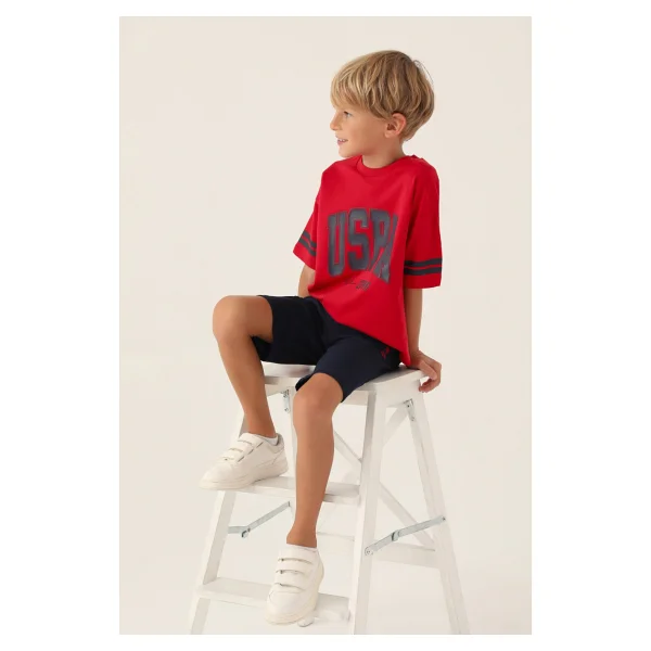 U.s. Polo Assn 1709 Erkek Çocuk Bermuda Pijama Takım Turuncu V1 Turuncu - Görsel 3