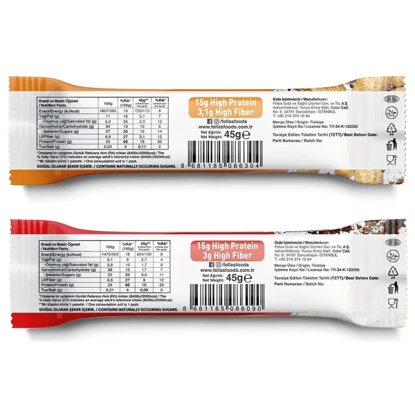 Fellas Yüksek Protein Bar (45 G) Süper İkili Kutu - 24 Adet (Yer Fıstıklı X 12 + Hindistan Cevizli X 12) - Görsel 7