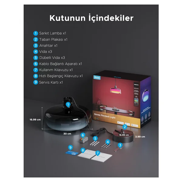 Govee RGBICWW H60C13F1 Akıllı Sarkıt LED Avize - Görsel 9