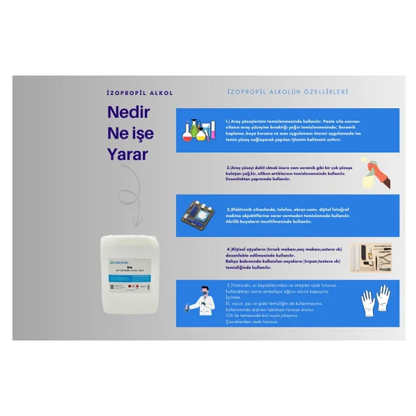 ANCAPOL 10 Lt %99,9 Saf Ipa Izo Propil Alkol Temizlik Solventi (Izopropıl) - Görsel 3