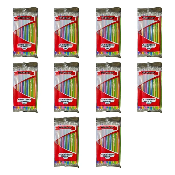 Yüceplast Körüklü Karışık Renkli Jelatinli Pipet - 22 Cm. - 500 Adetlik Paket - Görsel 3