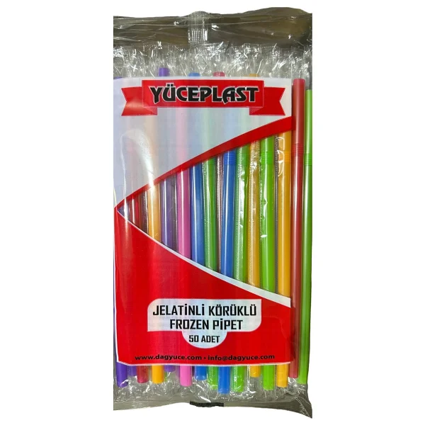 Yüceplast Körüklü Karışık Renkli Jelatinli Pipet - 22 Cm. - 500 Adetlik Paket - Görsel 2