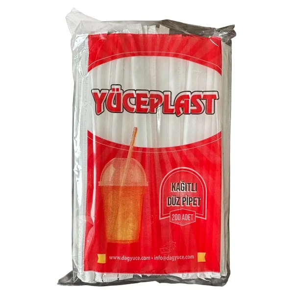 Yüceplast Düz Beyaz Kağıt Sargılı Ince 4 mm Pipet - 19 Cm. - 1000 Adet - Görsel 2