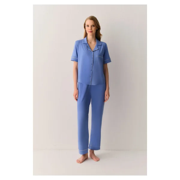 Suwen Misty Gömlek Yaka Pijama Takımı - Görsel 9