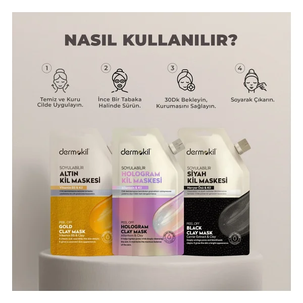 Dermokil Soyulabilir Siyah Kil Maske 50 Ml X 3 Adet - Görsel 4