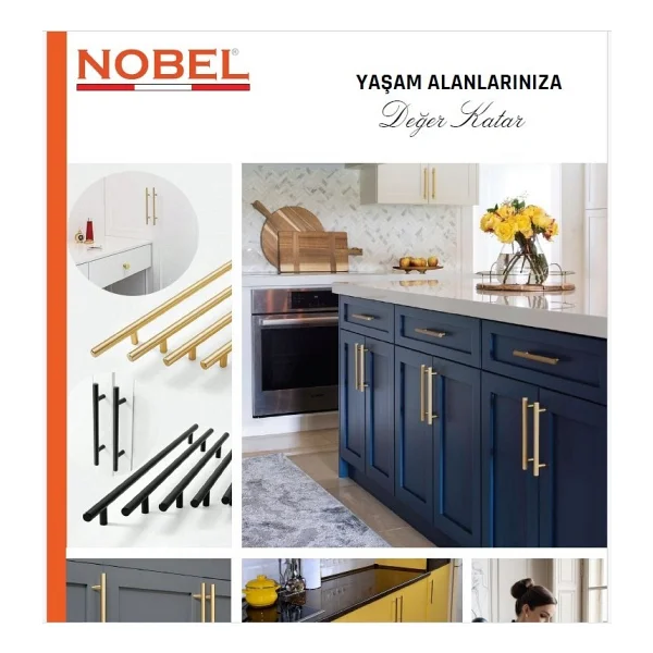 Paslanmaz Boy Kulp Nobel Mat Gold 320 mm Modern Dolap & Çekmece Kulpu 5'li Paket - Görsel 2