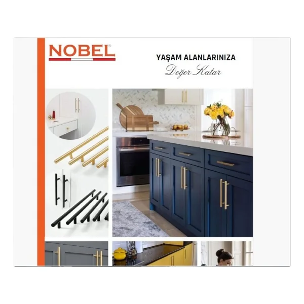 Paslanmaz Boy Kulp Nobel Mat Gold 160 mm Modern Dolap & Çekmece Kulpu 5'li Paket - Görsel 2