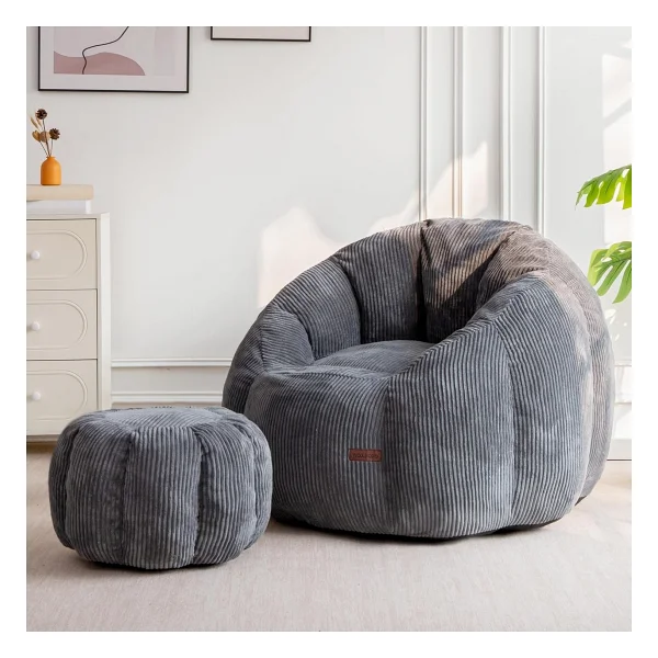 Puffiber Ergonomik Yer Tipi TV & Gaming Yer Koltuğu - Yetişkin Armut Puf Berjer 105x80 cm Modern Salon & Balkon Koltuğu - Yeşil - Görsel 9