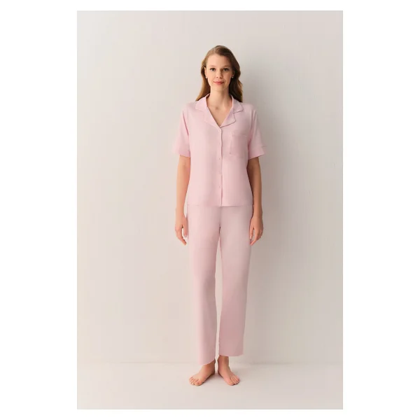 Suwen Misty Gömlek Yaka Pijama Takımı - Görsel 10