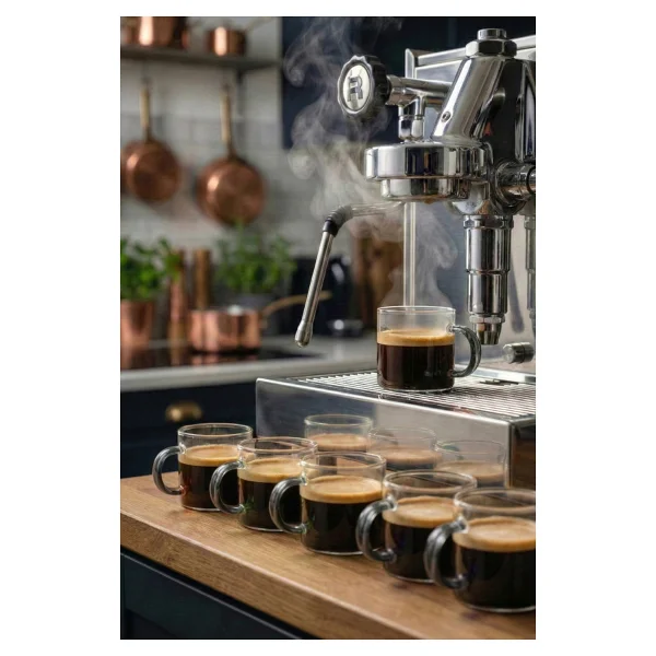 Vienev Gri Kulplu 6'lı Cam Espresso Bardağı Seti - 95 ml - Görsel 2