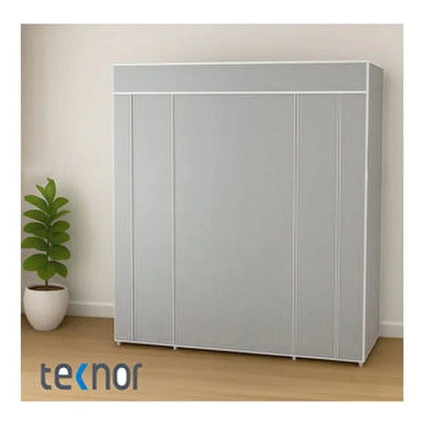Teknor Gri Çift Yandan Raflı Bez Dolap Modern Tasarım 130 cm Geniş Depolama Alanı - Görsel 2