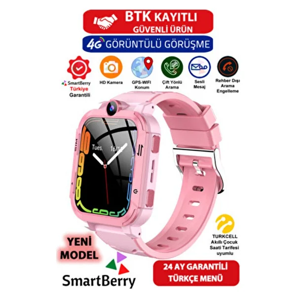 Smartberry Z34 Görüntülü Görüşme Gps Wıfı Net Konum Gizli Dinleme Akıllı Çocuk Takip Saati Sim Kartlı - Mavi - Görsel 8