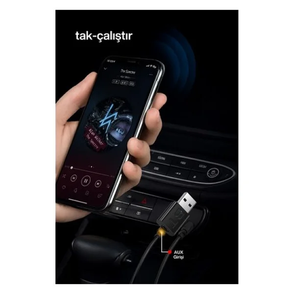 Concord Bt-16 2ın1 Bluetooth Receiver Usb-Aux Kablo Ses Kontrol Ekran - Görsel 3