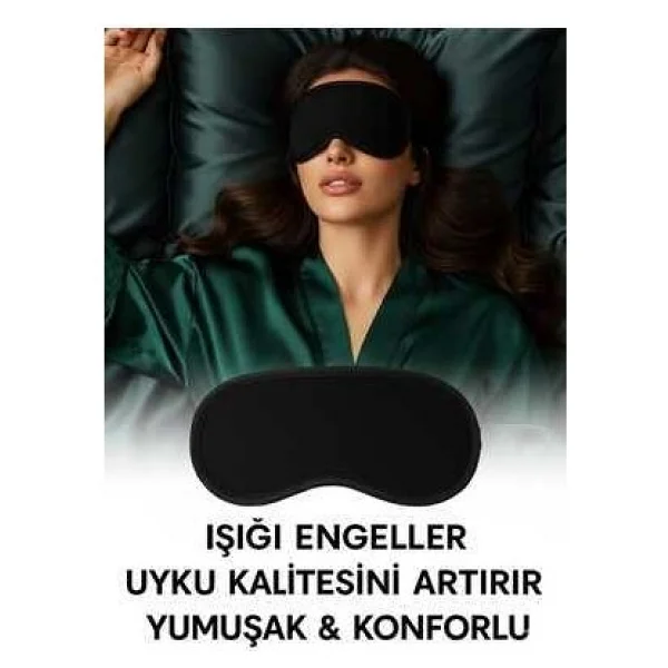 Uydee Göz Bandı Uyku Bandı Göz Dinlendirici Siyah Göz Bandı Işık Önleyici Uyku Göz Bandı Yoga Göz Bandı - Görsel 8