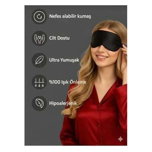 Uydee Göz Bandı Uyku Bandı Göz Dinlendirici Siyah Göz Bandı Işık Önleyici Uyku Göz Bandı Yoga Göz Bandı - Görsel 2