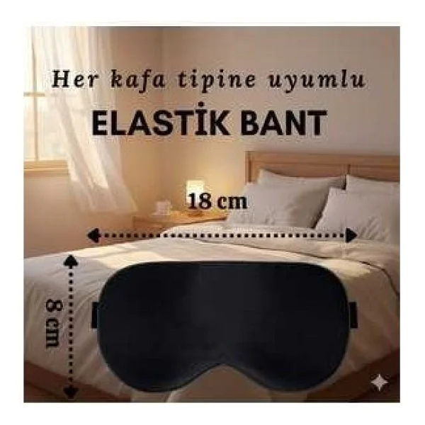 Uydee Göz Bandı Uyku Bandı Göz Dinlendirici Siyah Göz Bandı Işık Önleyici Uyku Göz Bandı Yoga Göz Bandı - Görsel 6