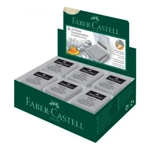 Faber Castell Plastik Kutulu Gri Hamur Silgi 18'li Paket - Görsel 3