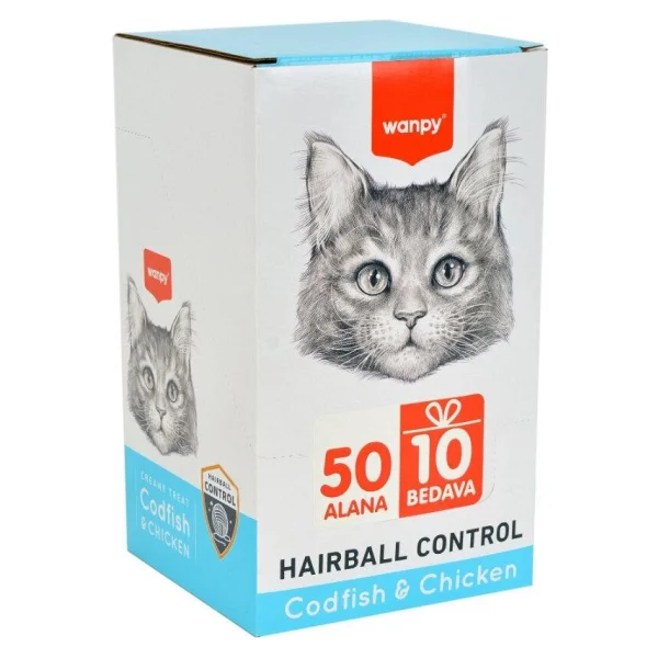 Wanpy Hairball Control Morina Balıklı ve Tavuklu 60x14 gr Krema Kedi Ödül Maması - Görsel 2