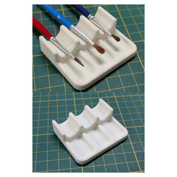 CRAFTS3DSTUDIO Mini Boya Paleti Seti 5'li -4 Adet Farklı Gözlü Palet + 3'lü Fırça Standı Hobi,maket Boyama beyaz - Görsel 6