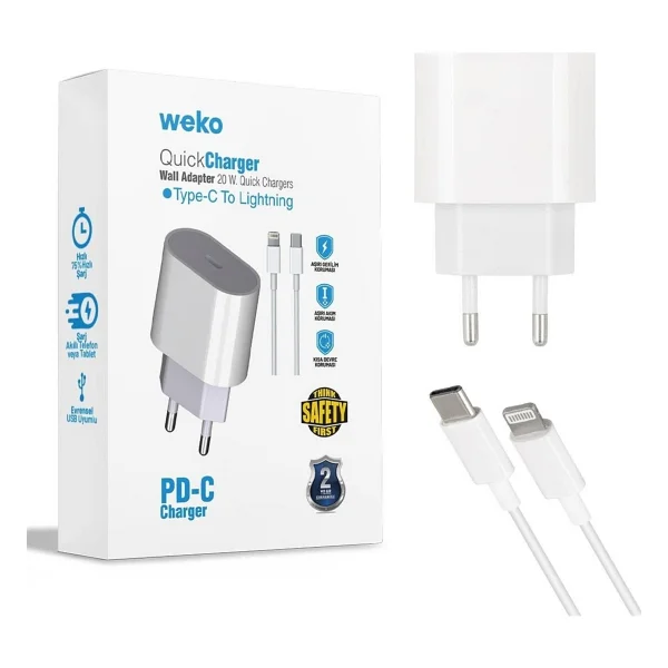 Weko WK-21443 PD-C 20 W Lightning Kablolu Hızlı Şarj Aleti - Görsel 10