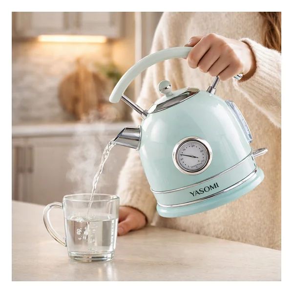 Yasomi YK-823NTSL Retro 1.8 lt Mavi 2200 W Kettle - Görsel 6