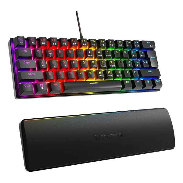 Rampage Plower K60 Siyah RGB TKL Blue Switch Kablolu Mekanik Oyuncu Klavyesi - Görsel 4