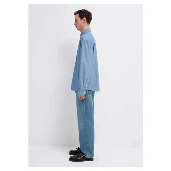 MVJNS Nakışlı Mavi Gömlek Loose Fit/Bol Rahat Kesim 0211885-18790 - Görsel 4