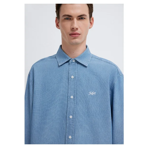 MVJNS Nakışlı Mavi Gömlek Loose Fit/Bol Rahat Kesim 0211885-18790 - Görsel 6