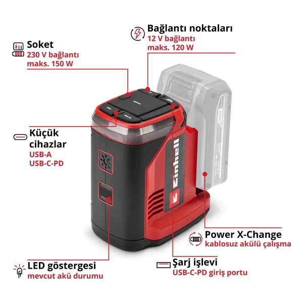 Einhell TE-ES 18/150/1 Li-C-Solo Power X-Change Akü Şarj Cihazı - Görsel 3