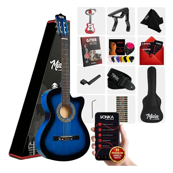 Midex CG-395BK 4/4 Kesik Kasa Siyah Klasik Gitar Seti - Görsel 6