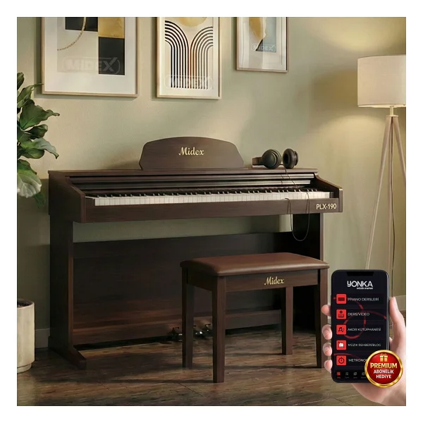 Midex PLX-190WH 88 Tuşlu Çekiç Aksiyonlu Bluetooth Beyaz Dijital Piyano - Görsel 7