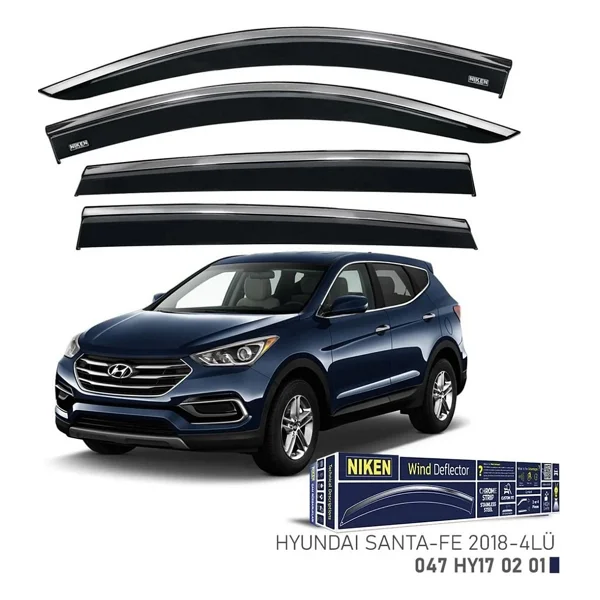 Niken Hyundai Santa Fe 2018-2023 Kromlu Cam Rüzgarlığı 4 Lü - Görsel 2