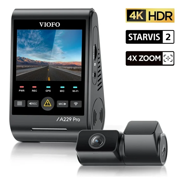 Viofo A229 Pro Tele 2 Kanallı Ön+Telefoto 4K+2K HDR Sony STARVIS 2 Sensör GPS'li Araç Kamerası - Görsel 6