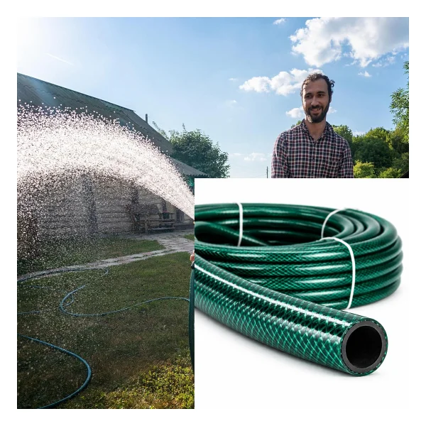 Badem10 (30 Metre) Dayanıklı 3 Katlı Sağlam Klasik Bahçe Çeşme Hortumu Su Sulama Yıkama Hortum 12.5 mm 1/2" - Görsel 4
