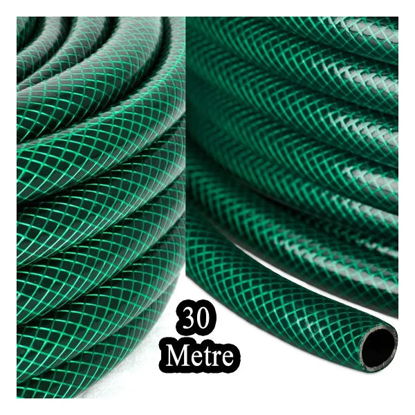 Badem10 (30 Metre) Dayanıklı 3 Katlı Sağlam Klasik Bahçe Çeşme Hortumu Su Sulama Yıkama Hortum 12.5 mm 1/2" - Görsel 7