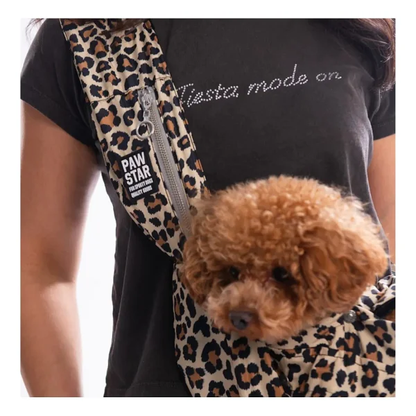 Pawstar Mbeya Gold Crossbody Küçük Irk Köpek Çapraz Taşıma Çantası (Içi Tay Tüyü) - Kahverengi - Görsel 4