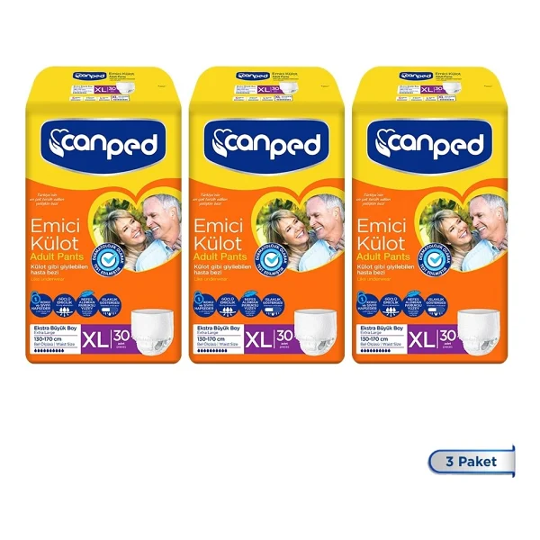Canped Emici Külot Ekstra Büyük Boy XL 30'lu 3 Adet Hasta Bezi - Görsel 2
