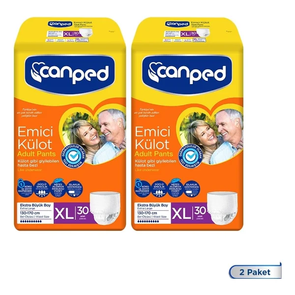 Canped Emici Külot Ekstra Büyük Boy XL 30'lu 2 Adet Hasta Bezi - Görsel 4