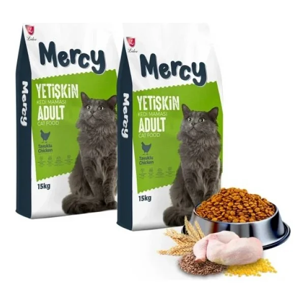 Mercy Tavuklu 15 kg 2'li Paket Yetişkin Kedi Maması - Görsel 8
