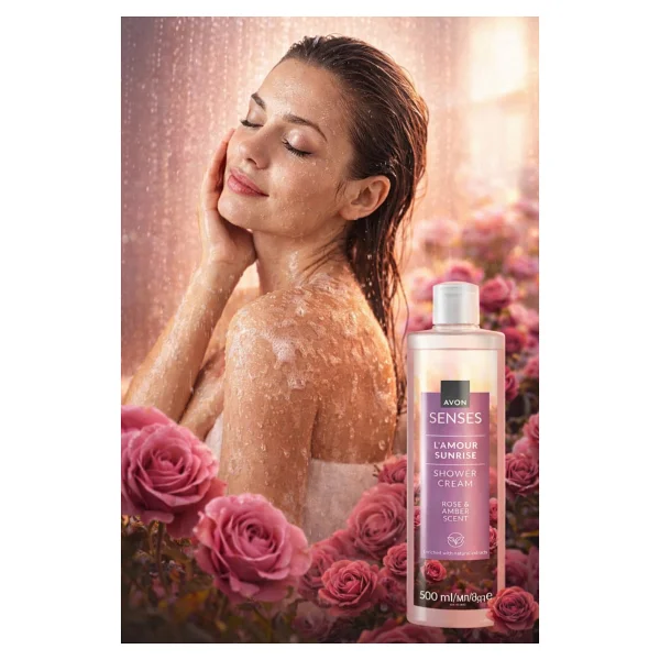 Avon Senses L'amour Sunrise Gül ve Amber Kokulu Kremsi 500 ml Duş Jeli - Görsel 2
