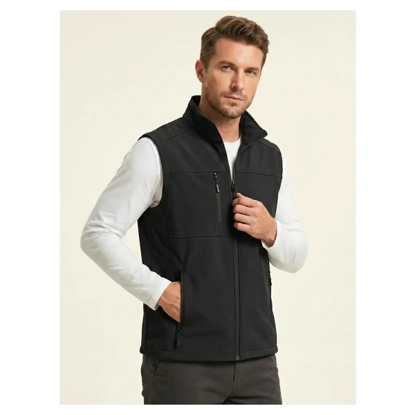 Genius Store Erkek Yelek Softshell Su Geçirmez Tam Fermuarlı Cepli Normal Kalıp Spor Yelek - Haki - Görsel 5