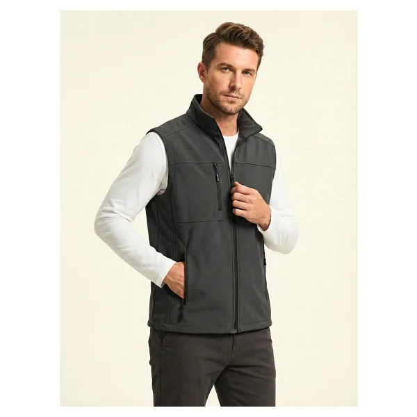 Genius Store Erkek Yelek Softshell Su Geçirmez Tam Fermuarlı Cepli Normal Kalıp Spor Yelek - Haki - Görsel 8