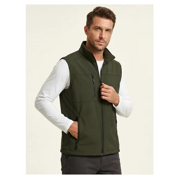 Genius Store Erkek Yelek Softshell Su Geçirmez Tam Fermuarlı Cepli Normal Kalıp Spor Yelek - Haki - Görsel 7
