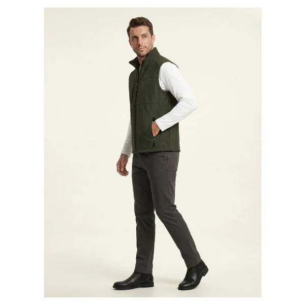 Genius Store Erkek Yelek Softshell Su Geçirmez Tam Fermuarlı Cepli Normal Kalıp Spor Yelek - Haki - Görsel 2
